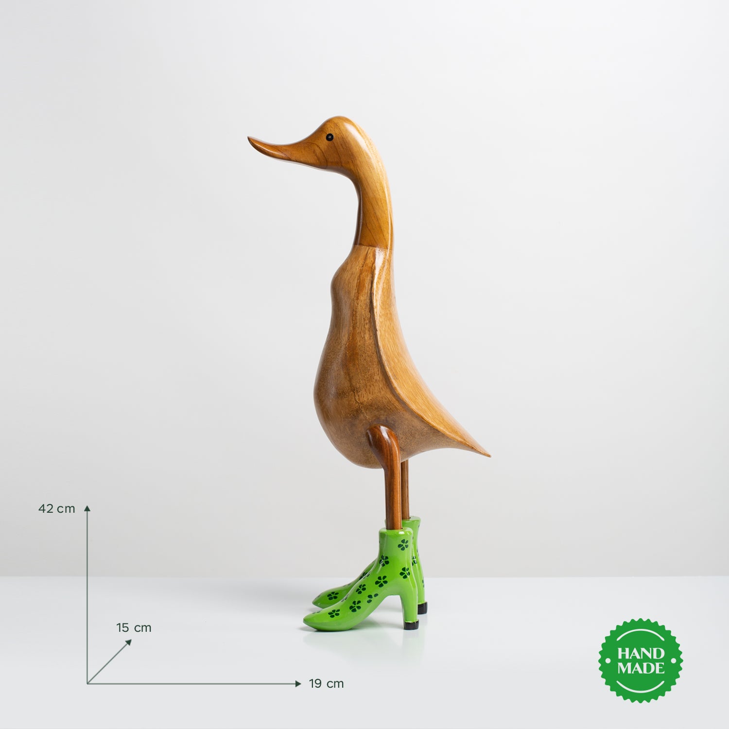 Holzente "Mit Absätzen" (Grün, geblümt) Ente