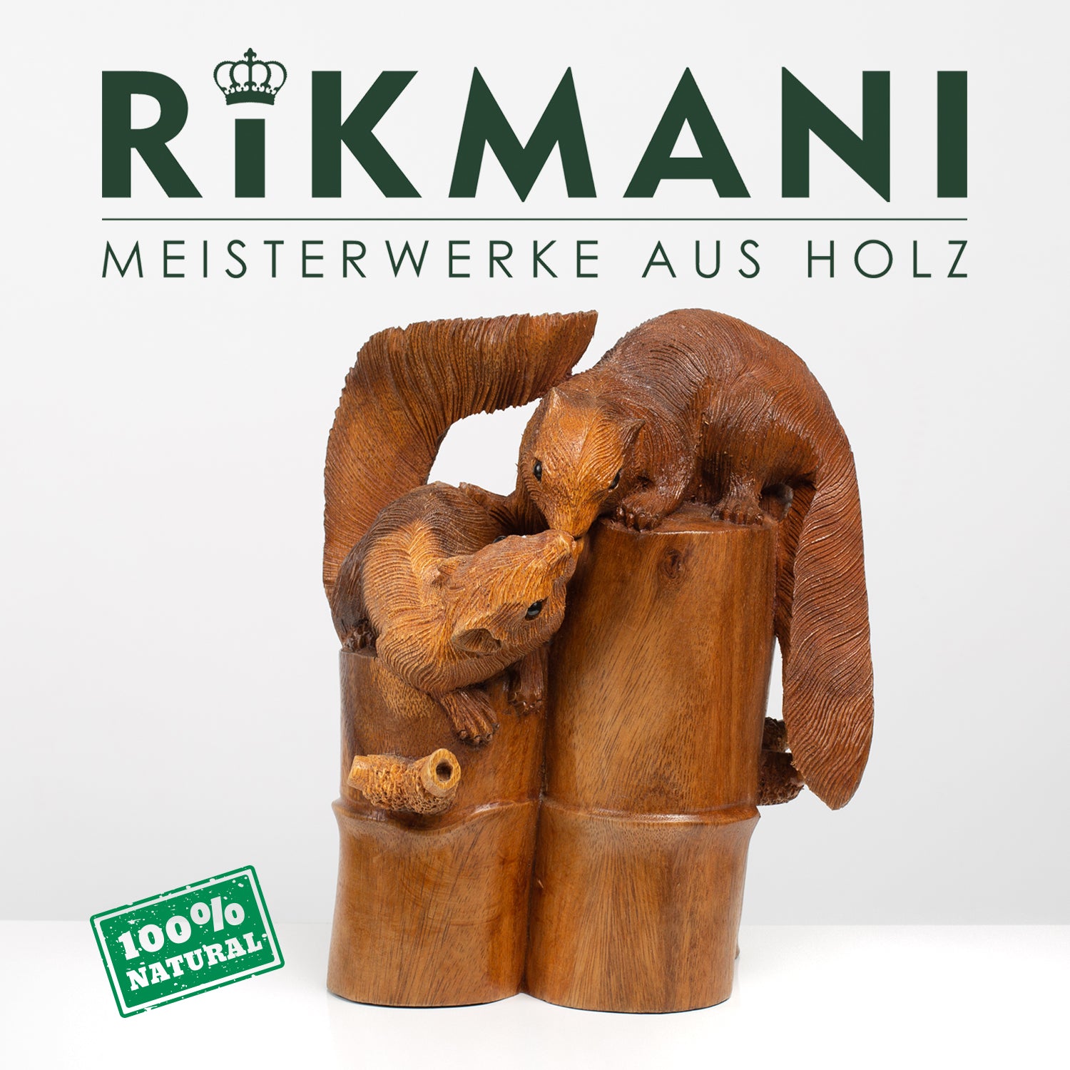 Küssende Eichhörnchen Skulptur | Vollholz