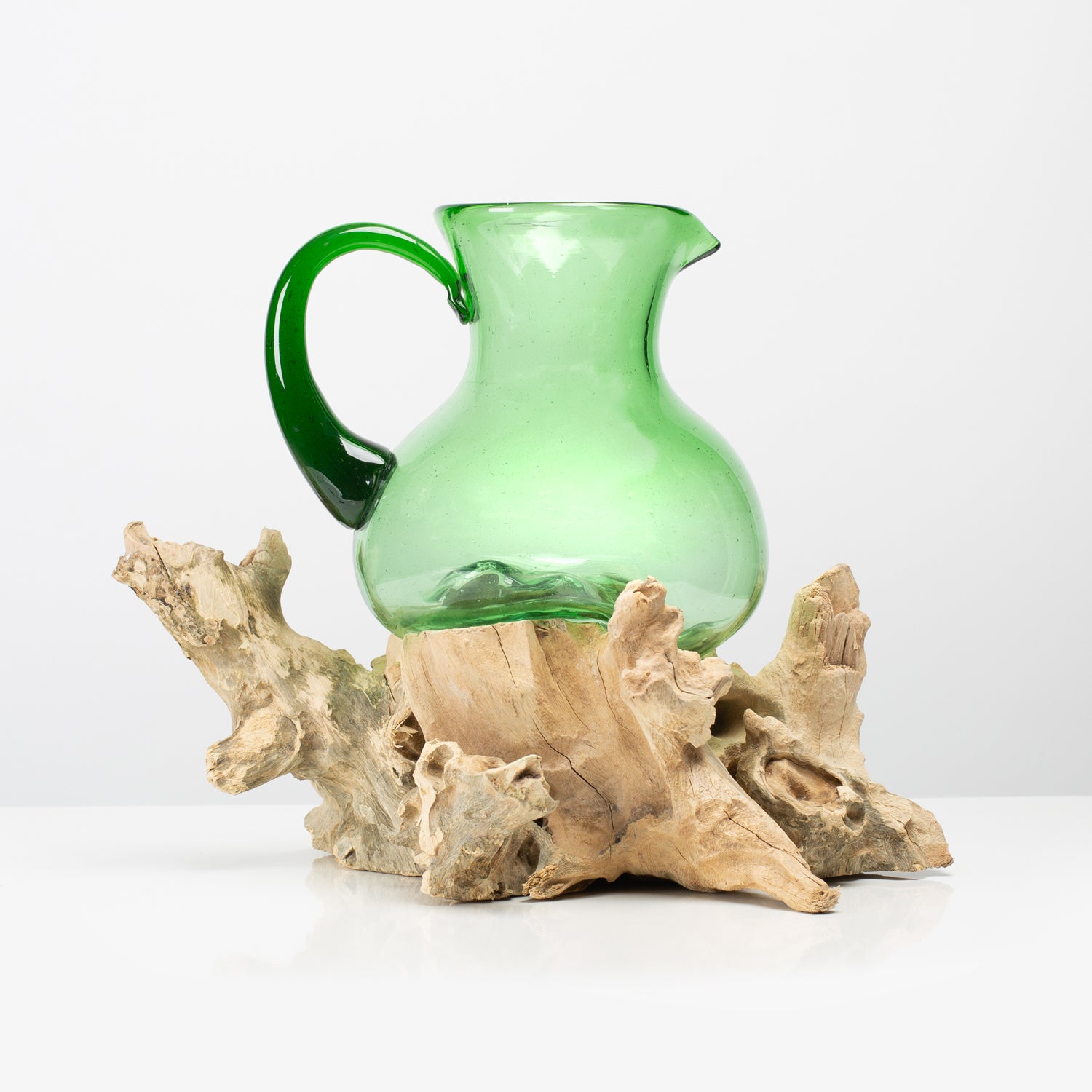 Glaskaraffe auf Holzpodest Vase "VIA" (Grün)