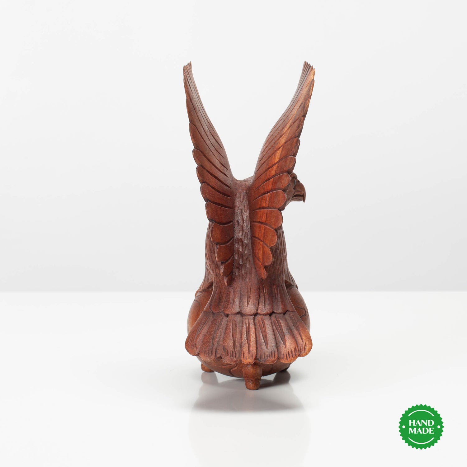 Skulptur Adler "RAV" auf Weltkugel | Vollholz