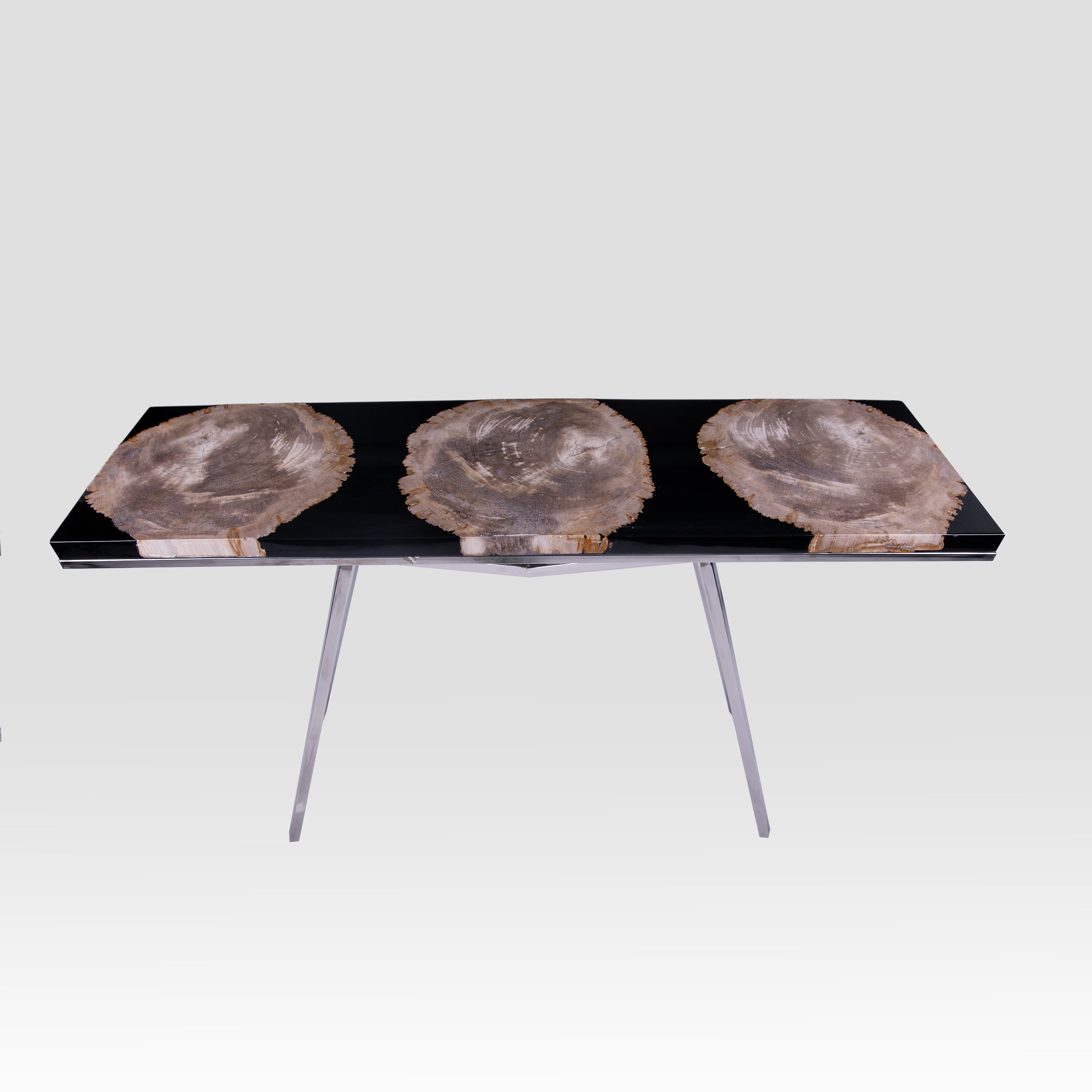 Tisch "AZTEK" (long) | Versteinertes Holz | Epoxidharz