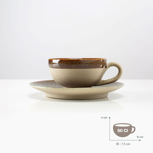 Bild in Slideshow öffnen, Kaffeetasse aus Keramik - mit brauner Glasur
